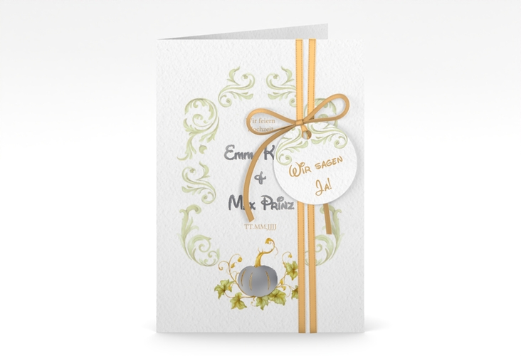 Einladungskarte Hochzeit Märchenhaft A6 Klappkarte hoch silber