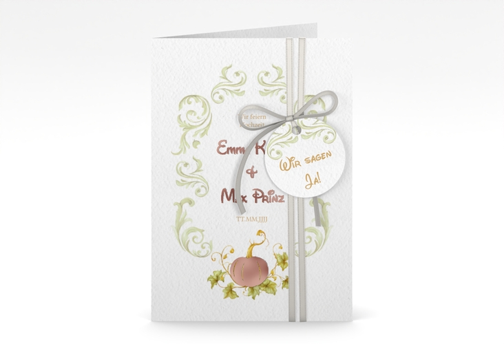 Einladungskarte Hochzeit Märchenhaft A6 Klappkarte hoch rosegold