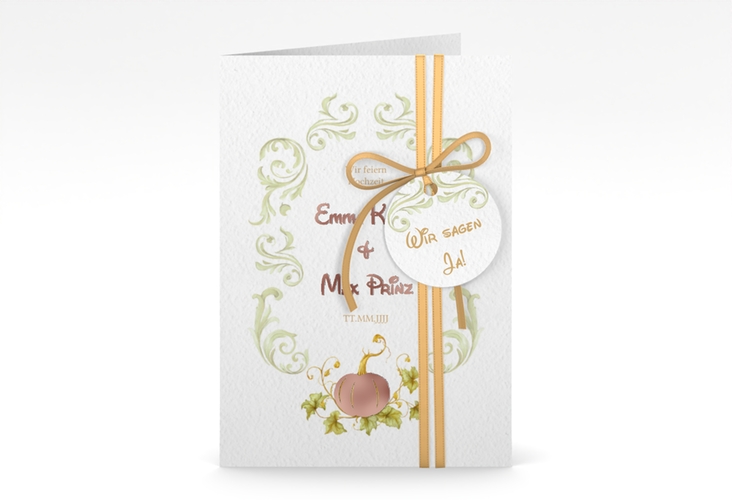 Einladungskarte Hochzeit Märchenhaft A6 Klappkarte hoch rosegold