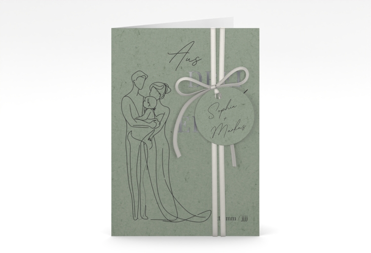 Einladungskarte Hochzeit Vereint A6 Klappkarte hoch silber
