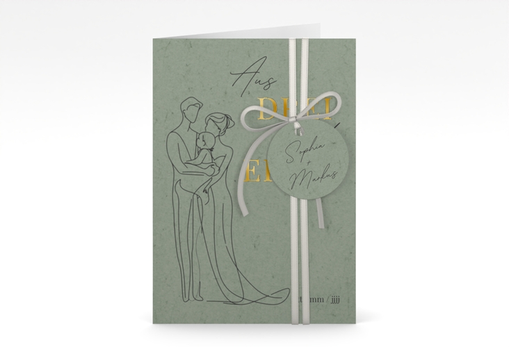 Einladungskarte Hochzeit Vereint A6 Klappkarte hoch gold