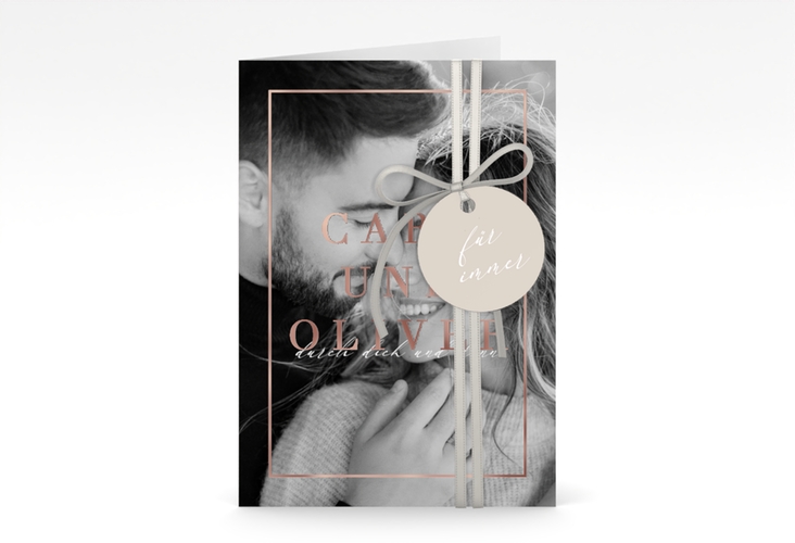 Einladungskarte Hochzeit Moment A6 Klappkarte hoch rosegold