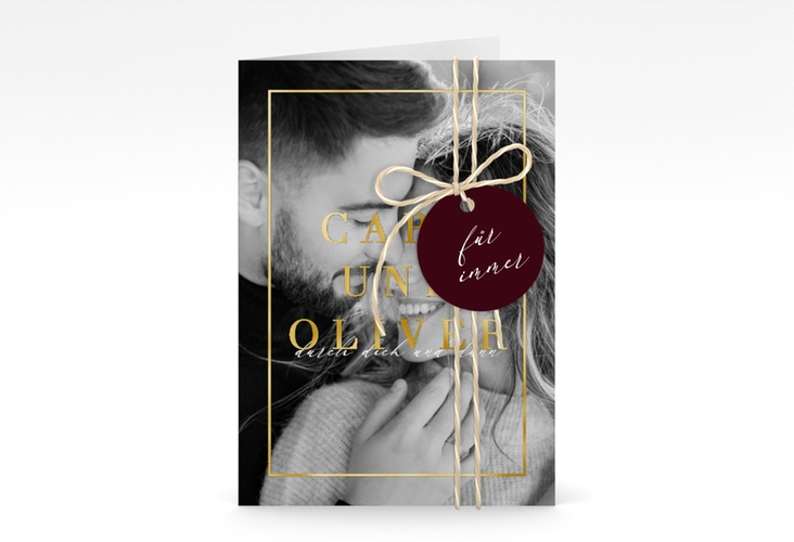 Einladungskarte Hochzeit Moment A6 Klappkarte hoch rot gold