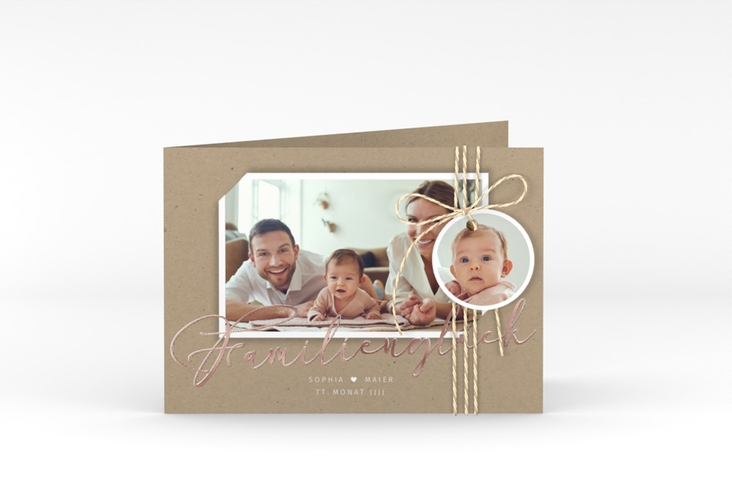 Geburtskarte Familienzuwachs A6 Klappkarte quer rosegold