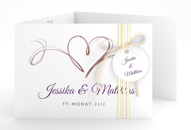 Hochzeitseinladung Envie A6 Doppel-Klappkarte lila rosegold