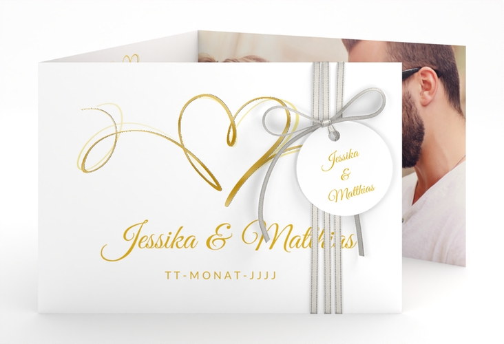 Hochzeitseinladung Envie A6 Doppel-Klappkarte gold gold