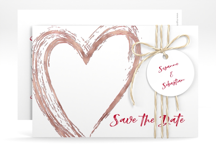 Save the Date-Karte Liebe A6 Karte quer rosegold