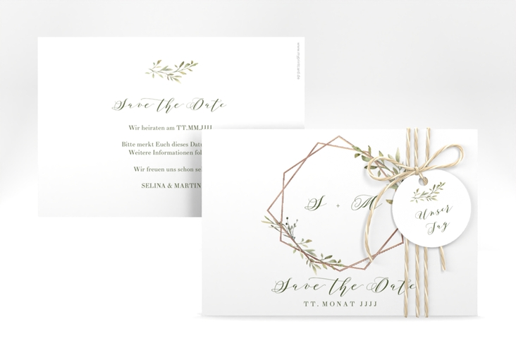 Save the Date-Karte Acacia A6 Karte quer rosegold