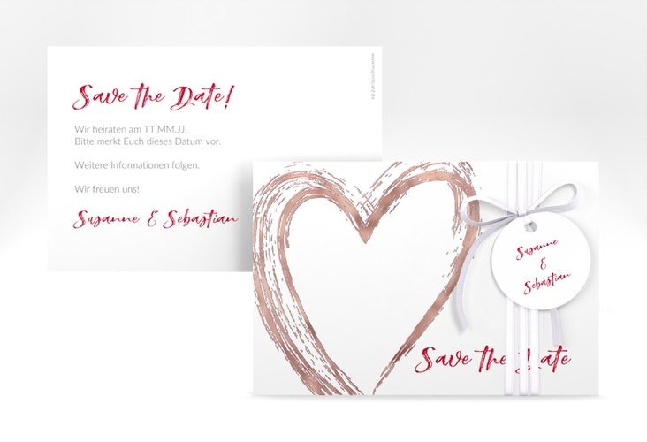 Save the Date-Karte Liebe A6 Karte quer rosegold