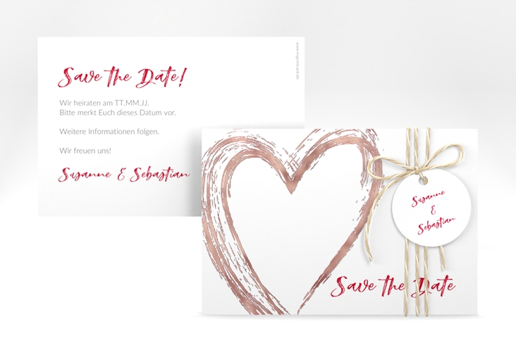 Save the Date-Karte Liebe A6 Karte quer rosegold