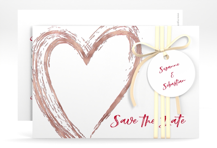 Save the Date-Karte Liebe A6 Karte quer rosegold