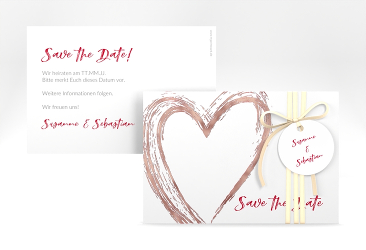 Save the Date-Karte Liebe A6 Karte quer rosegold