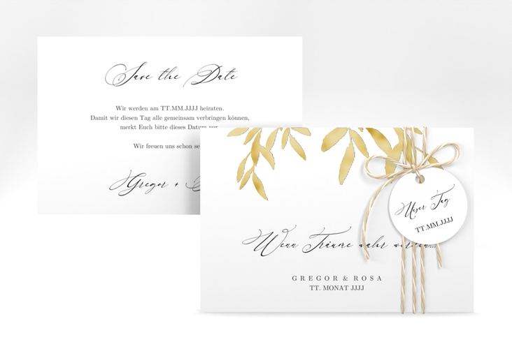 Save the Date-Karte Demure A6 Karte quer gold