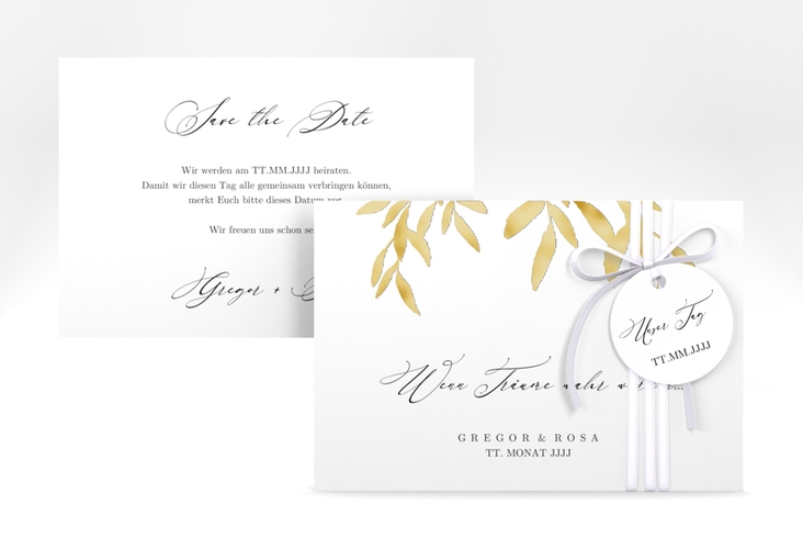 Save the Date-Karte Demure A6 Karte quer gold