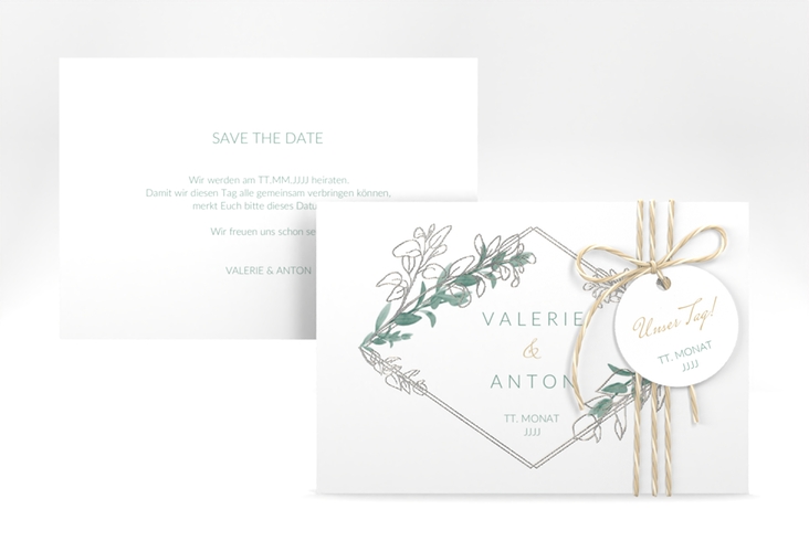 Save the Date-Karte Verde A6 Karte quer silber