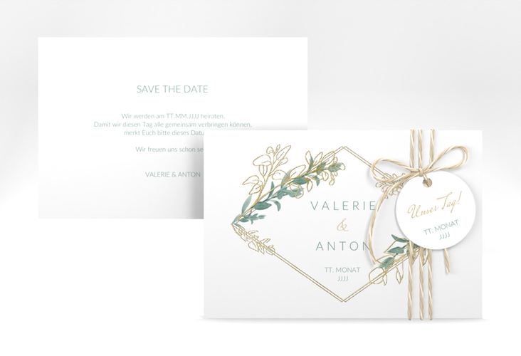 Save the Date-Karte Verde A6 Karte quer gold