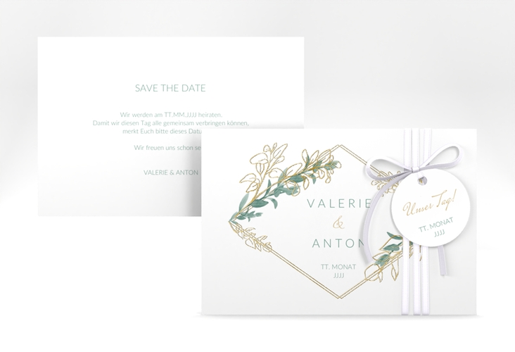 Save the Date-Karte Verde A6 Karte quer gold