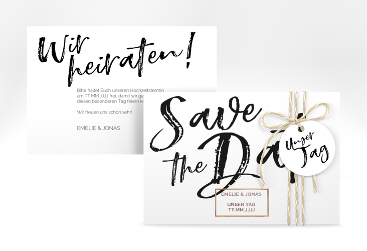 Save the Date-Karte Words A6 Karte quer rosegold