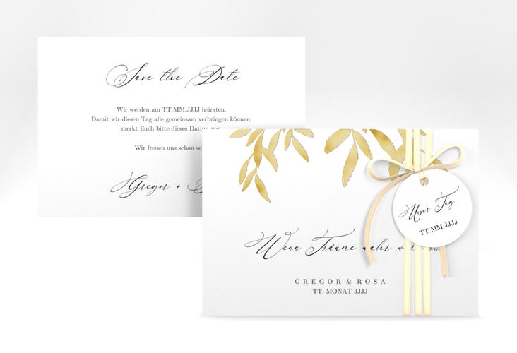 Save the Date-Karte Demure A6 Karte quer gold