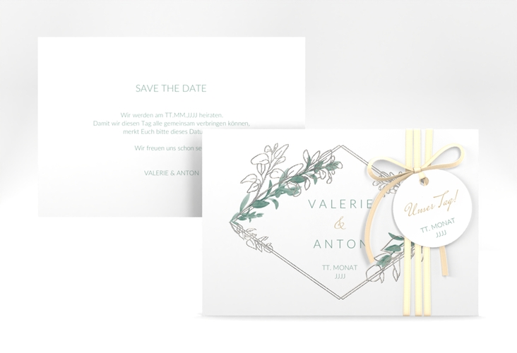Save the Date-Karte Verde A6 Karte quer silber