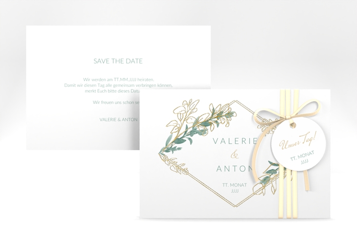 Save the Date-Karte Verde A6 Karte quer gold