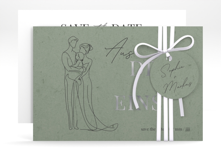 Save the Date-Karte Vereint A6 Karte quer silber