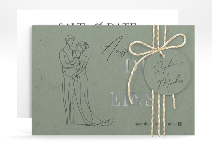 Save the Date-Karte Vereint A6 Karte quer silber