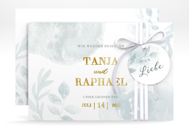Save the Date-Karte Blätterdruck A6 Karte quer gold