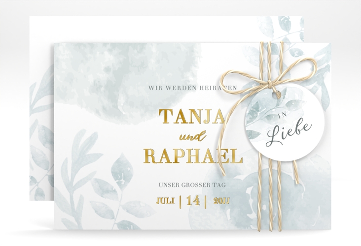 Save the Date-Karte Blätterdruck A6 Karte quer gold