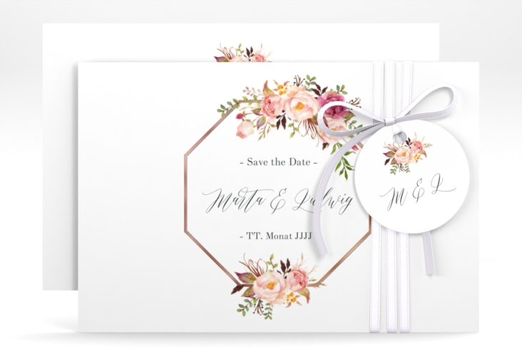 Save the Date-Karte Prachtvoll A6 Karte quer rosegold