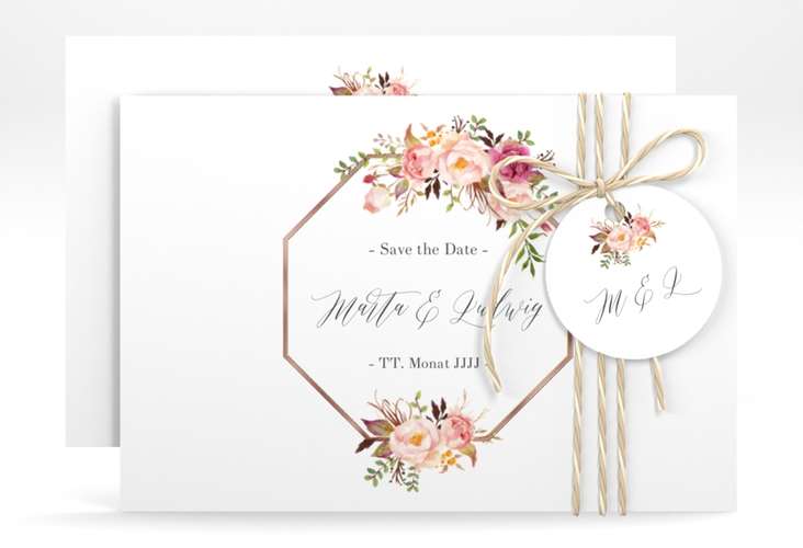 Save the Date-Karte Prachtvoll A6 Karte quer rosegold