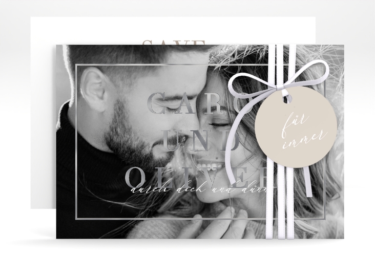 Save the Date-Karte Moment A6 Karte quer silber