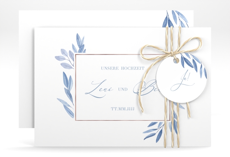 Save the Date-Karte Classicblue A6 Karte quer rosegold