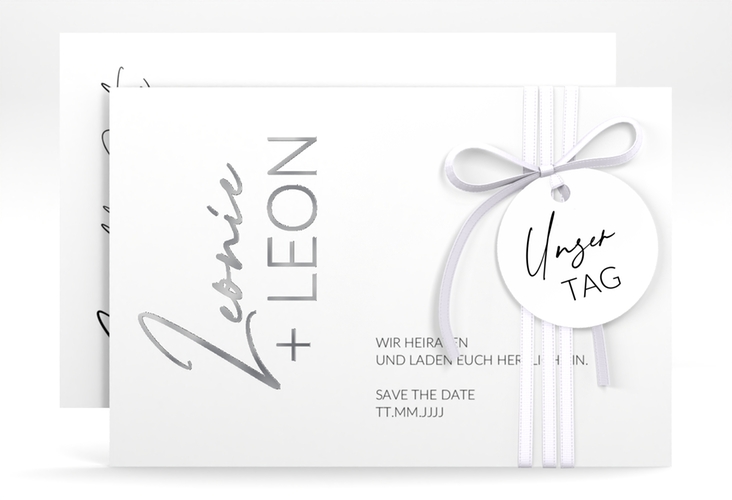 Save the Date-Karte Your Name A6 Karte quer silber