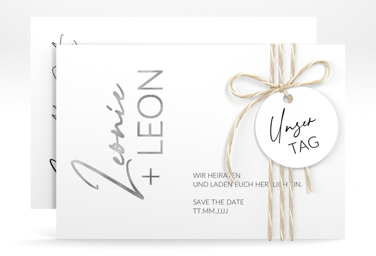 Save the Date-Karte Your Name A6 Karte quer silber
