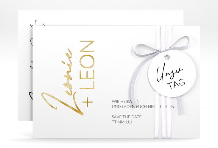 Save the Date-Karte Your Name A6 Karte quer gold