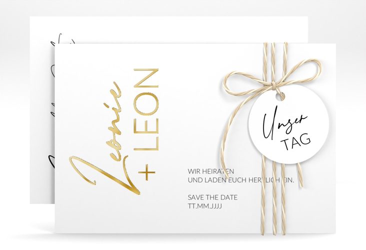 Save the Date-Karte Your Name A6 Karte quer gold