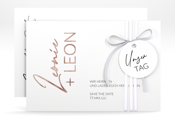 Save the Date-Karte Your Name A6 Karte quer rosegold