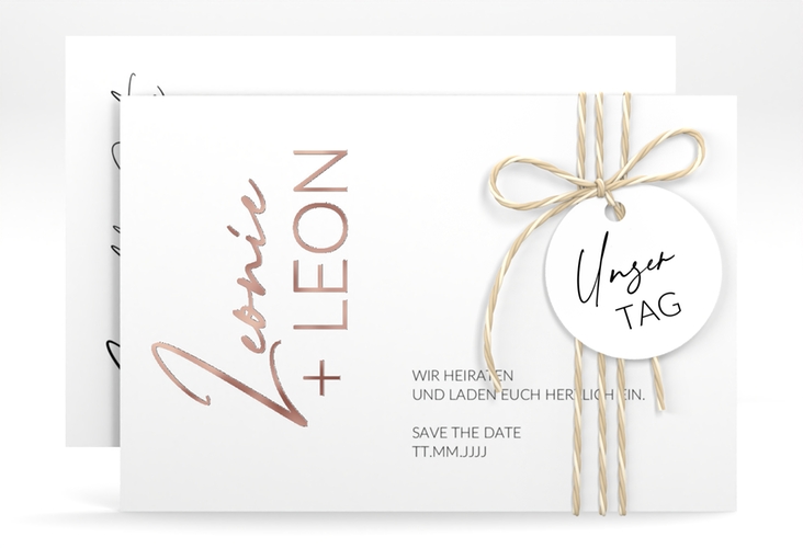 Save the Date-Karte Your Name A6 Karte quer rosegold