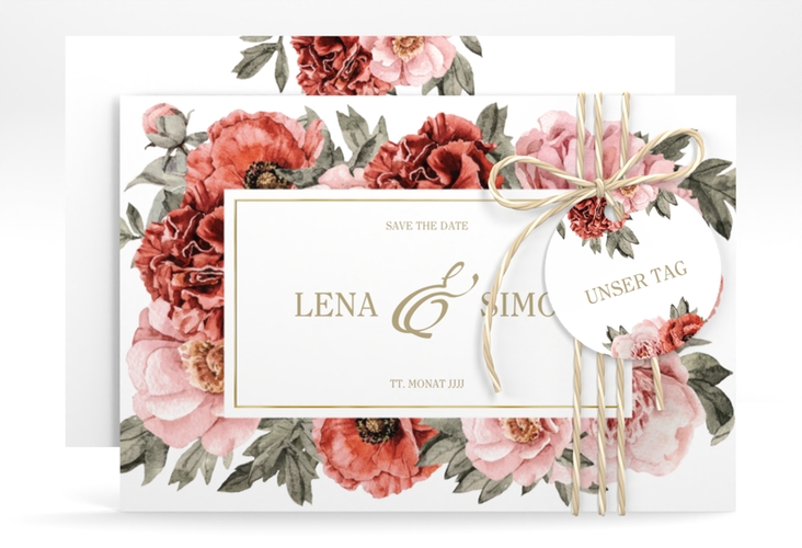 Save the Date-Karte Amapola A6 Karte quer gold