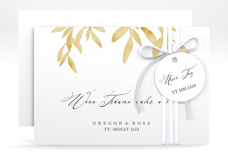 Save the Date-Karte Demure A6 Karte quer gold
