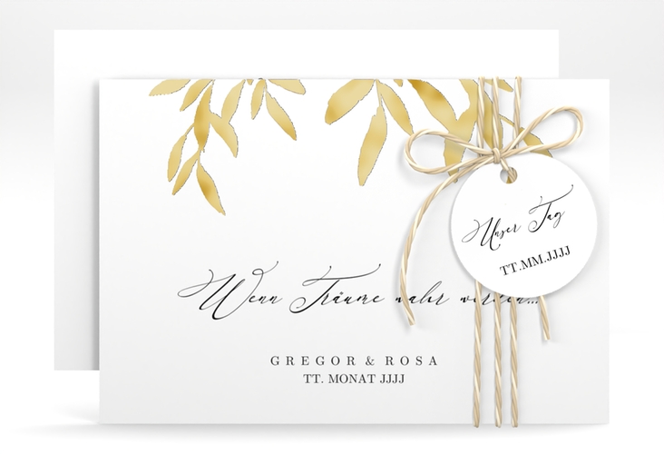Save the Date-Karte Demure A6 Karte quer gold