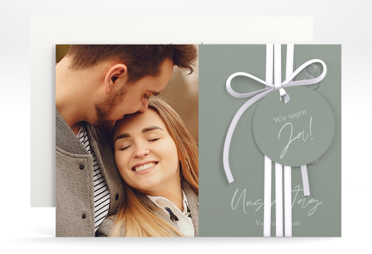 Save the Date-Karte Day A6 Karte quer silber mit Datum im minimalistischen Design