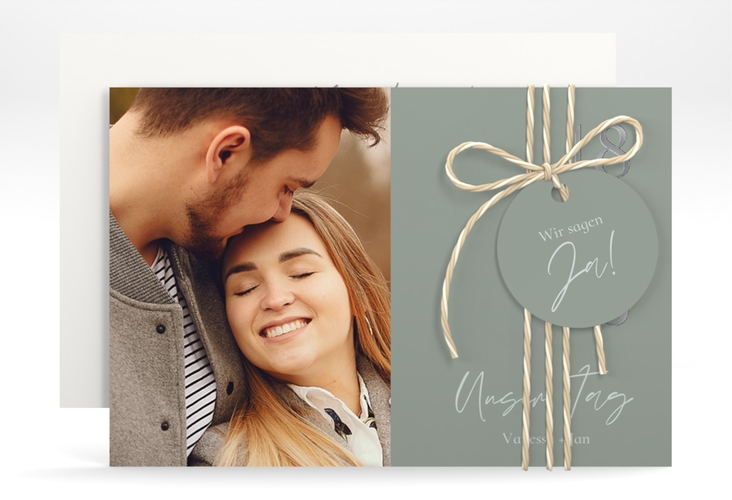 Save the Date-Karte Day A6 Karte quer silber mit Datum im minimalistischen Design