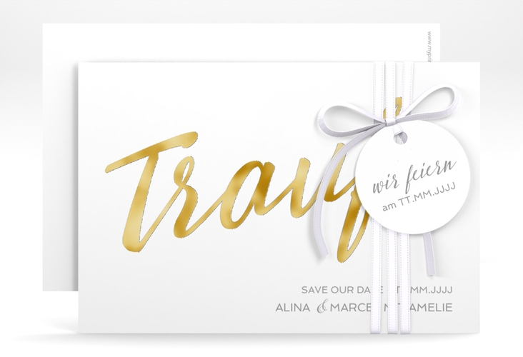 Save the Date-Karte Traufe A6 Karte quer gold