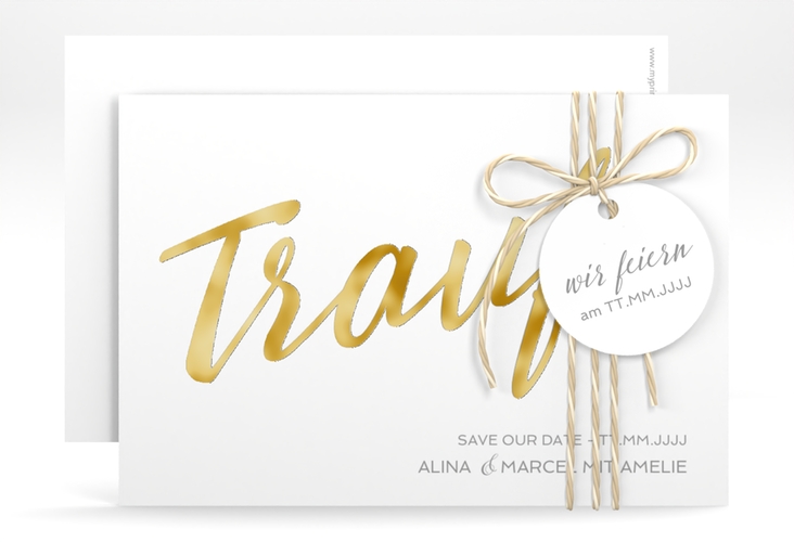 Save the Date-Karte Traufe A6 Karte quer gold