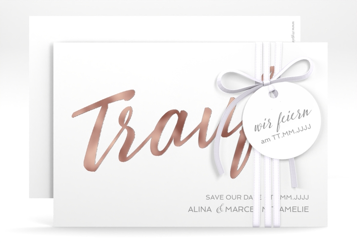 Save the Date-Karte Traufe A6 Karte quer rosegold
