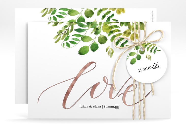 Save the Date-Karte Botany A6 Karte quer rosegold