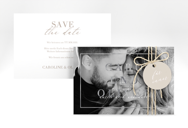 Save the Date-Karte Moment A6 Karte quer silber