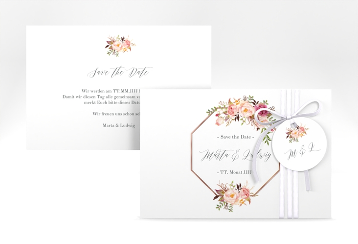 Save the Date-Karte Prachtvoll A6 Karte quer rosegold